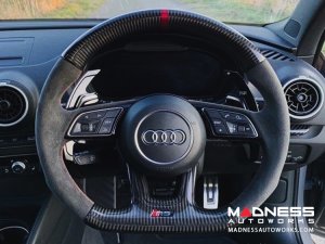 Audi RS4 Steering Wheel Upper Part - Carbon Fiber w/ Red Stripe - 2017-2018